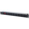 Intellinet 19" 1U Rackmount 8-Output C13 Power Distribution Unit (PDU), With Removable Power Cable and Rear C14 Input (Euro 2-pin plug)