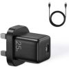 Joyroom  
 
       Small fast charger USB Type C PD 25W UK plug black + USB Type C - USB Type C cable (L-P251) 
     Black
