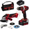 Einhell Tool set TE-TK 18/2 Li Kit (red/black, Cordless drill driver and Cordless angle grinder, Li-Ion battery 4.0Ah)