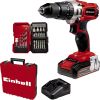 Einhell Cordless Impact Drill TE-CD 18/2 Li-i +22, 18V (red/black, Li-Ion battery 2.5Ah, case E-Box Basic + bit drill set)