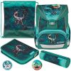 Herlitz UltraLight Plus Green Rex, school bag (green/grey, incl. 16-piece pencil case, pencil case, sports bag)