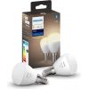 Philips HUE white Teardrop P45 E14 LED Bulb (Twin Pack, Replaces 40 Watt)