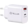 Tellur Dual Port Wall Charger PDHC PD 20W + QC3,0 18W White