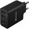 CANYON H-08, Universal 3xUSB AC charger (in wall) with over-voltage protection(1 USB-C with PD Quick Charger), Input 100V-240V, Output USB-A/5V-2.4A+USB-C/PD30W, with Smart IC, Black Glossy Color+orange plastic part of USB, 96.8*52.48*28.5mm, 0.092kg