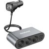 Car charger Dudao R1Pro, 2x USB, 3x lighter socket 12V (black)