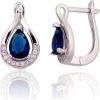 Серебряные серьги на английском замке #2203756(PRh-Gr)_CZ+CZ-B, Серебро 925°, родий (покрытие), Цирконы, 3.6 гр.