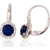 Серебряные серьги на английском замке #2202958(PRh-Gr)_CZ+CZ-B, Серебро 925°, родий (покрытие), Цирконы, 2.4 гр.