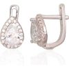 Серебряные серьги на английском замке #2202955(PRh-Gr)_CZ, Серебро 925°, родий (покрытие), Цирконы, 2.5 гр.