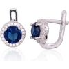 Серебряные серьги на английском замке #2202953(PRh-Gr)_CZ+CZ-B, Серебро 925°, родий (покрытие), Цирконы, 2.3 гр.