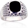Серебряное кольцо #2101863(POx-Bk)_ON, Серебро 925°, оксид (покрытие), Оникс, Размер: 21, 9.6 гр.