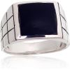 Серебряное кольцо #2100262(POx-Bk)_ON, Серебро 925°, оксид (покрытие), Оникс, Размер: 20, 10.3 гр.