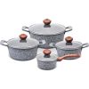 PROMIS Set of pots GRANITE, saucepan 16 cm, pots 20,24,28 brown handles