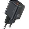 USAMS Ład. siec. 1xUSB+1xUSB-C PD30W 3A (only head) PD3.0 Fast Charging czarny|black X-ron Series CC189TC01 (US-CC189)