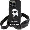Karl Lagerfeld Crossbody Silicone Ikonik Back Case Aizsargapvalks Priekš Apple iPhone 15