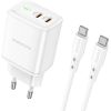 OEM Borofone Wall charger BN9 Reacher - 2xType C - QC 3.0 PD 35W with Type C to Type C cable white