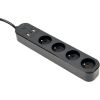 Gembird Smart power strip with USB charger, 4 French sockets, black