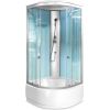 Slēgtā dušas kabīne GOTLAND EMMA 90x90x215cm, dziļais paliktnis (40cm), priekšējie stikli caurspīdīgie, aizmugure balta