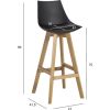 Барный стул SONJA 41x41,5xH99cм, сиденье: пластик / кожзаменитель, цвет: чёрный, ножки: дуб