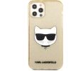 KLHCP12MCHTUGLGO Karl Lagerfeld Choupette Head Glitter Case for iPhone 12|12 Pro 6.1 Gold