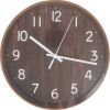 Wall clock WOODY D30cm, dark wood texture