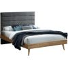 Bed ROMAN 160x200cm, grey fabric/oak