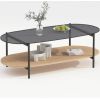 Coffee table CINDY 120x55xH40cm, grey glass/melamine oak
