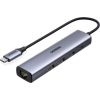 Adapter Ugreen CM475 USB-C to USB-C + 3xUSB-A + RJ45 gray