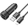 Автомобильная зарядка Hoco Z49 2xUSB-A + Lightning черная