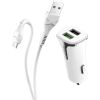 Car charger Hoco Z31 Quick Charge 3.0 (3.4A) with 2 USB connectors + microUSB white