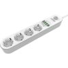 Power strip with 4 AC sockets, 4x USB, LDNIO SE4432, 2m (white)