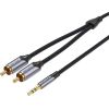 2xRCA cable (Cinch) jack to 3.5mm Vention BCNBF 1m (grey)