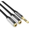 Ugreen Ugrenn AV123 headphone cable 3.5 mm minijack (male) - 2x 3.5 mm minijack (female) - black