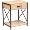 Side table/night stand HEDVIG 48x40xH60cm, ash/black