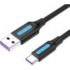 USB 2.0 A to USB-C 5A Cable Vention CORBF 1m Black PVC