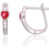 Sudraba auskari ar 'angļu' slēdzēju #2204098(PRh-Gr)_CZ+ML-R, Sudrabs 925°, rodijs (pārklājums), Cirkoni, Juvelieru emalja, 1.1 gr. Ar "angļu" slēdzēju