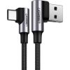 Ugreen USB - USB Typ C leņķveida kabelis Quick Charge 3.0 QC3.0 3 A 2 m pelēks (US176 20857)