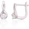 Sudraba auskari ar 'angļu' slēdzēju #2204106(PRh-Gr)_CZ, Sudrabs 925°, rodijs (pārklājums), Cirkoni, 2.1 gr. Ar "angļu" slēdzēju