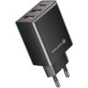 Evelatus Travel Charger EU Wall 3 Ports 32W USB-C / USB-A2 ETC06  Black