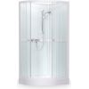 dušas kabīne Simple, 900x900 mm, h=2050, r=550, komplektā paliktnis, sifons un maisītājs, balts/caur