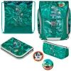 Herlitz FiloLight Plus Heavy Metal, school bag (green/grey, incl. filled 16-piece school case, pencil case, sports bag)