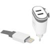 Сетевое зарядное устройство LTC 2xUSB 2A + кабель 20 см Iphone 2A.