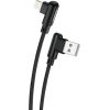 Angled USB cable for Lightning Foneng X70, 3A, 1m (black)