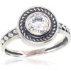 Серебряное кольцо #2101410(POx-Bk)_CZ, Серебро 925°, оксид (покрытие), Цирконы, Размер: 18, 2.6 гр.