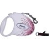 FLEXI Glam Splash Pink with Swarovski crystals M - Dog Retractable lead - 5 m - white