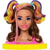 Lalka Barbie Mattel Głowa do stylizacji Neonowa tęcza Brązowe włosy + akcesoria Color Reveal HMD80