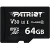 Patriot VX Series 64GB MicroSDXC V30 Class 10 UHS-I U3 4K UHD Memory Card PSF64GVX31MCX