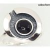 Серебряное кольцо #2100932(POx-Bk)_ON-2, Серебро 925°, оксид (покрытие), Оникс, Размер: 18, 5.7 гр.