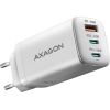 AXAGON ACU-DPQ65W GaN Wall charger, 3x port (USB + dual USB-C), PD3.0/QC4+/PPS/Apple, 65W, white