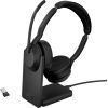 Jabra Evolve2 55, with charging station, headset (black, stereo, UC, USB-A, Link380a)