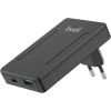 Budi universal wall charger, USB + USB-C, PD 65W + EU/UK/US/AU adapters (black)